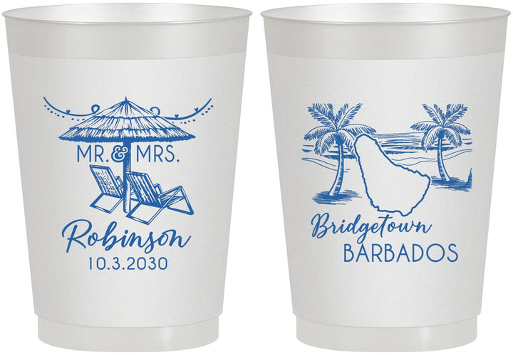 Personalized Wedding 10 oz Frosted Cups - Barbados | 509