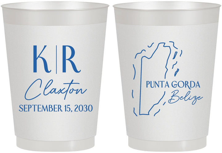 Personalized Wedding 10 oz Frosted Cups - Belize | 510