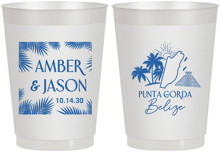 Personalized Wedding 10 oz Frosted Cups - Belize | 511