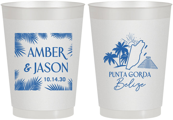 Personalized Wedding 10 oz Frosted Cups - Belize | 511