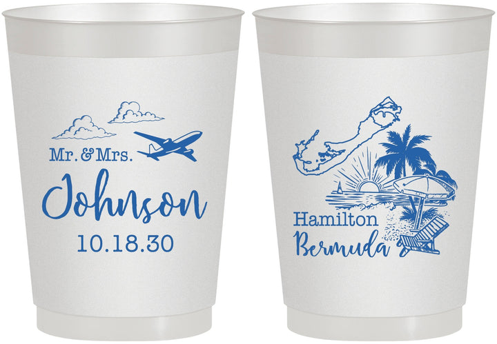 Personalized Wedding 10 oz Frosted Cups - Bermuda | 513
