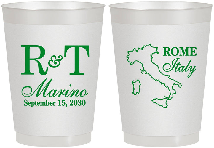 Personalized Wedding 10 oz Frosted Cups - Italy | 514