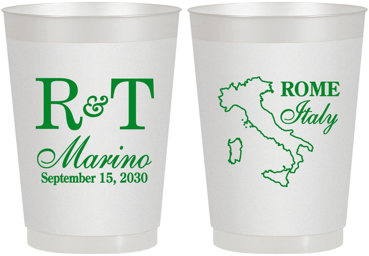 Personalized Wedding 10 oz Frosted Cups - Italy | 514