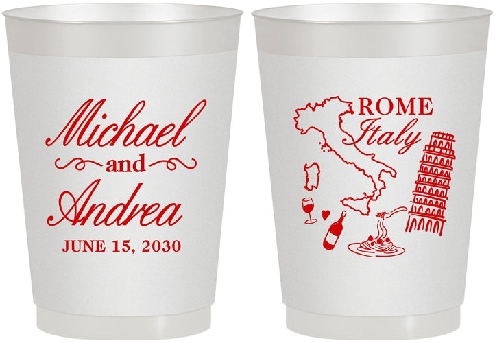 Personalized Wedding 10 oz Frosted Cups - Italy | 515