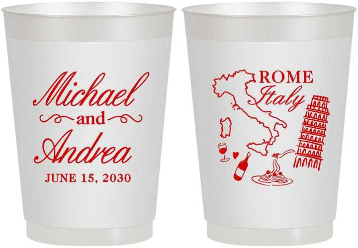 Personalized Wedding 10 oz Frosted Cups - Italy | 515