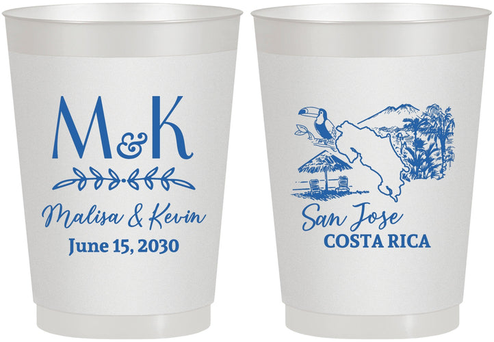 Personalized Wedding 10 oz Frosted Cups - Costa Rica | 519