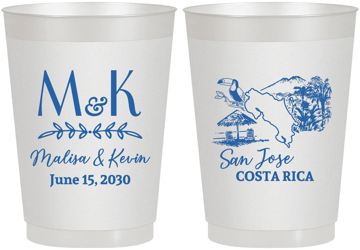 Personalized Wedding 10 oz Frosted Cups - Costa Rica | 519