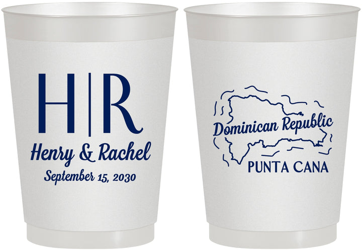 Personalized Wedding 10 oz Frosted Cups - Domincan Republic | 522