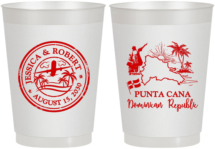 Personalized Wedding 10 oz Frosted Cups - Domincan Republic | 523