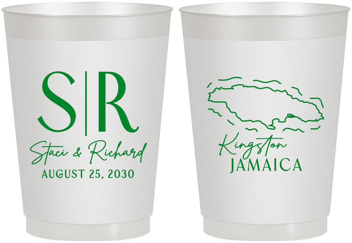 Personalized Wedding 10 oz Frosted Cups - Jamaica | 530