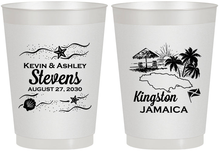 Personalized Wedding 10 oz Frosted Cups - Jamaica | 531