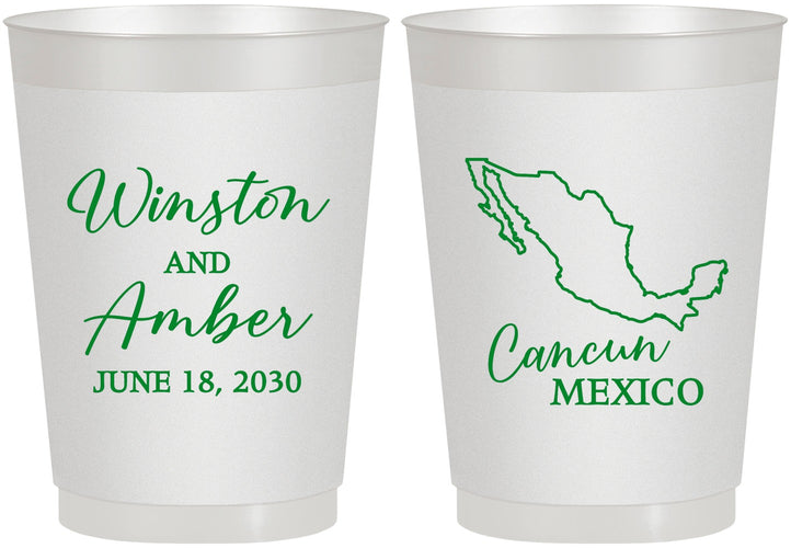 Personalized Wedding 10 oz Frosted Cups - Mexico | 534