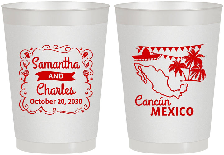 Personalized Wedding 10 oz Frosted Cups - Mexico | 535