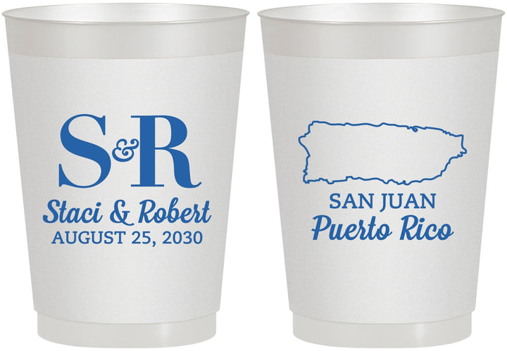 Personalized Wedding 10 oz Frosted Cups - Puerto Rico | 538