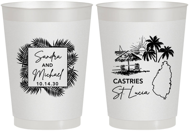 Personalized Wedding 10 oz Frosted Cups - St Lucia | 541