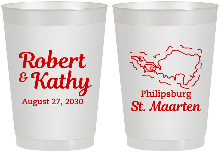 Personalized Wedding 10 oz Frosted Cups - St Maarten | 542
