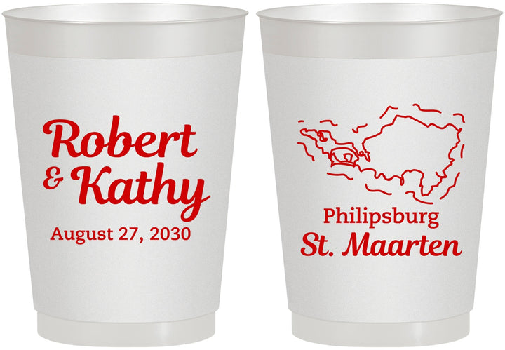 Personalized Wedding 10 oz Frosted Cups - St Maarten | 542