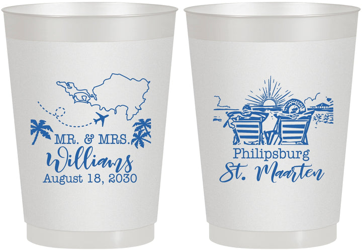 Personalized Wedding 10 oz Frosted Cups - St Maarten | 543