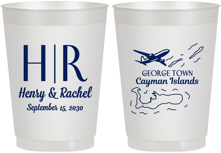 Personalized Wedding 10 oz Frosted Cups - Cayman Island | 544