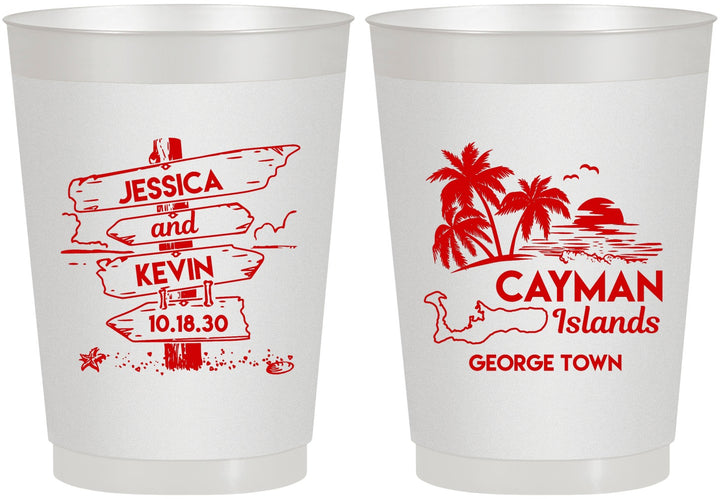 Personalized Wedding 10 oz Frosted Cups - Cayman Island | 545