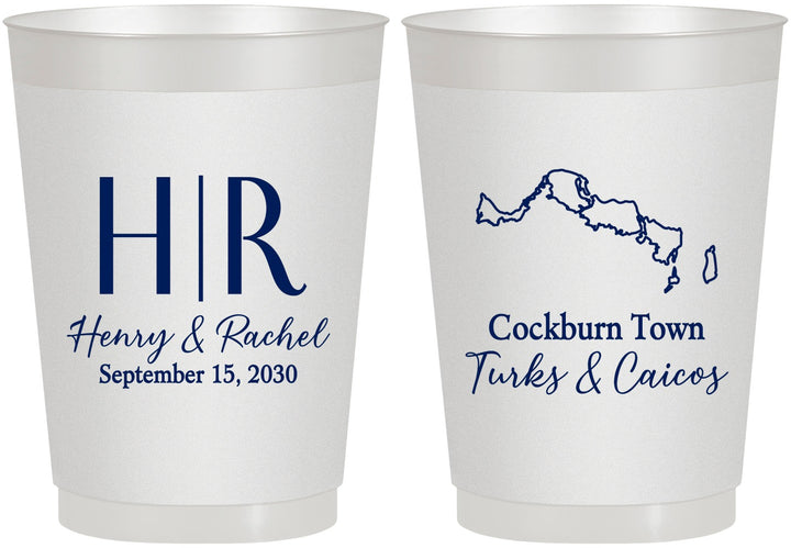Personalized Wedding 10 oz Frosted Cups - Turks And Caicos | 546