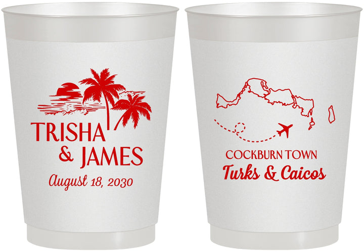 Personalized Wedding 10 oz Frosted Cups - Turks And Caicos | 547