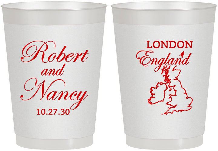 Personalized Wedding 10 oz Frosted Cups - England | 548