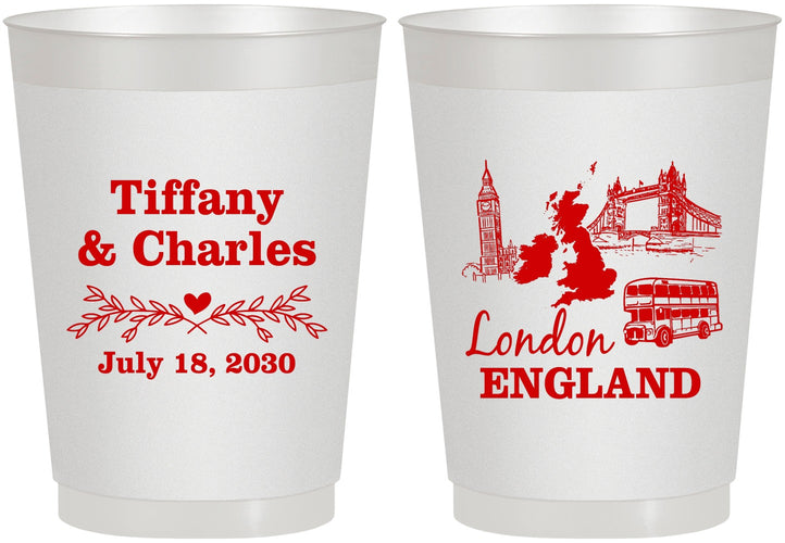 Personalized Wedding 10 oz Frosted Cups - England | 549