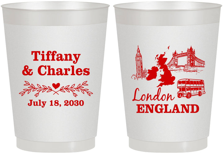 Personalized Wedding 10 oz Frosted Cups - England | 549