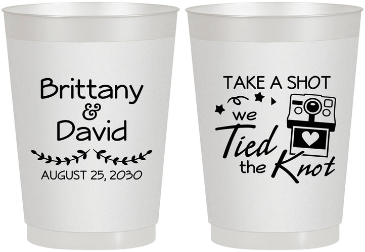 Personalized Wedding 10 oz Frosted Cups - Take A Shot We Tied The Knot | 553