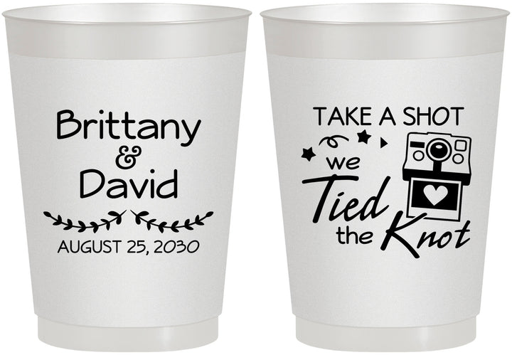 Personalized Wedding 10 oz Frosted Cups - Take A Shot We Tied The Knot | 553
