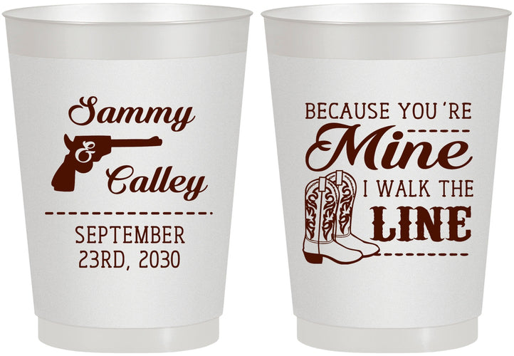 Personalized Wedding 10 oz Frosted Cups - I Walk The Line | 555
