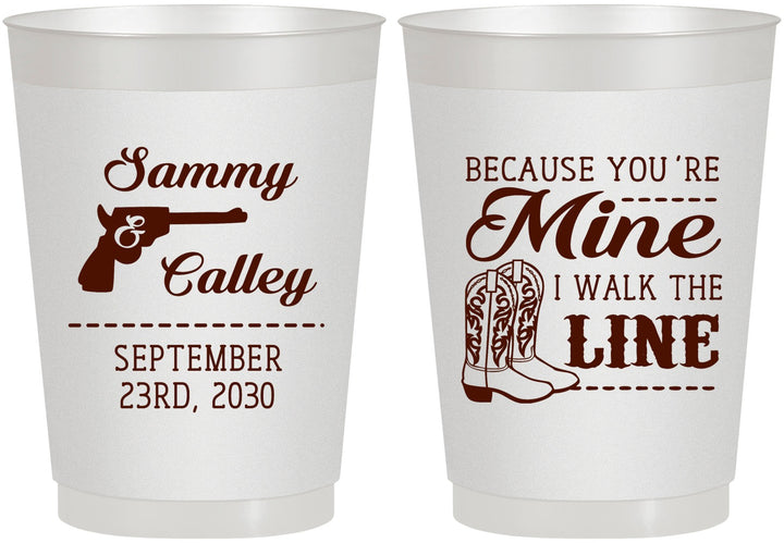 Personalized Wedding 10 oz Frosted Cups - I Walk The Line | 555
