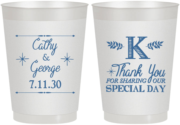 Personalized Wedding 10 oz Frosted Cups - Monogram | 556