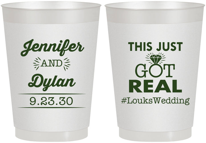 Personalized Wedding 10 oz Frosted Cups - Just Got Real | 557