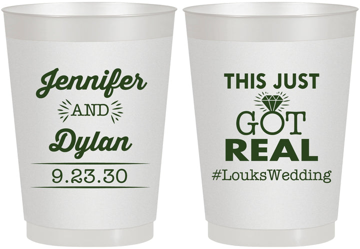 Personalized Wedding 10 oz Frosted Cups - Just Got Real | 557