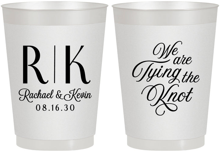 Personalized Wedding 10 oz Frosted Cups - Monogram Tying Knot | 559