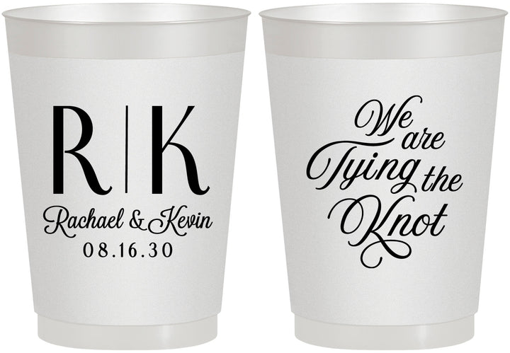 Personalized Wedding 10 oz Frosted Cups - Monogram Tying Knot | 559