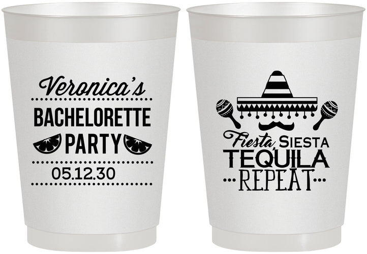 Personalized Bachelorette 10 oz Frosted Cups - Fiesta Siesta Tequila Repeat | 60000