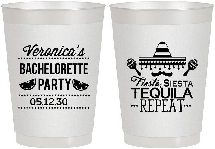 Personalized Bachelorette 10 oz Frosted Cups - Fiesta Siesta Tequila Repeat | 60000