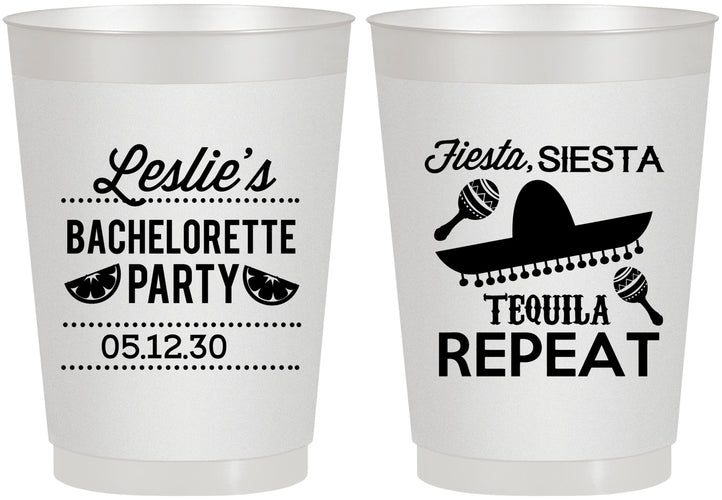 Personalized Bachelorette 10 oz Frosted Cups - Fiesta Siesta Tequila Repeat | 60003