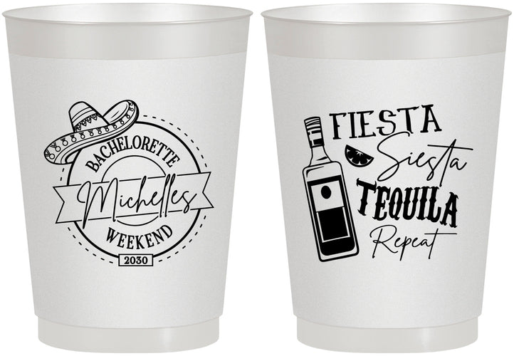Personalized Bachelorette 10 oz Frosted Cups - Fiesta Siesta Tequila Repeat | 60004