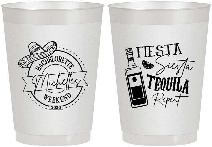 Personalized Bachelorette 10 oz Frosted Cups - Fiesta Siesta Tequila Repeat | 60004