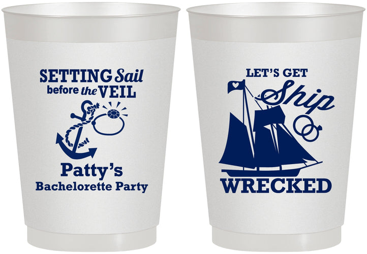Personalized Bachelorette 10 oz Frosted Cups - Lets Get Ship Wrecked | 60011