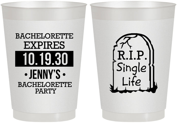 Personalized Bachelorette 10 oz Frosted Cups - Rip Single Life | 60014