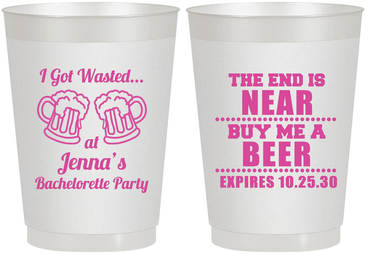 Personalized Bachelorette 10 oz Frosted Cups - I Got Wasted | 60015