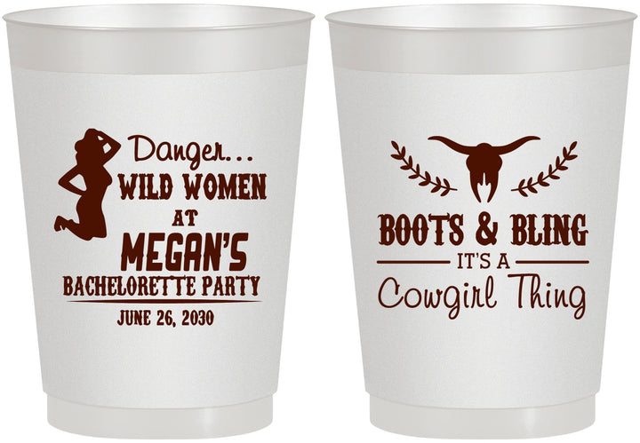 Personalized Bachelorette 10 oz Frosted Cups - Boots And Bling | 60023
