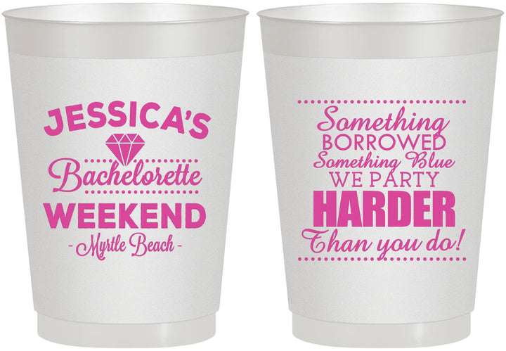 Personalized Bachelorette 10 oz Frosted Cups - Something Borrowed | 60028