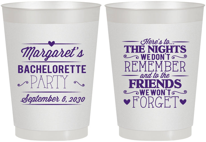 Personalized Bachelorette 10 oz Frosted Cups - Nights Remember | 60034