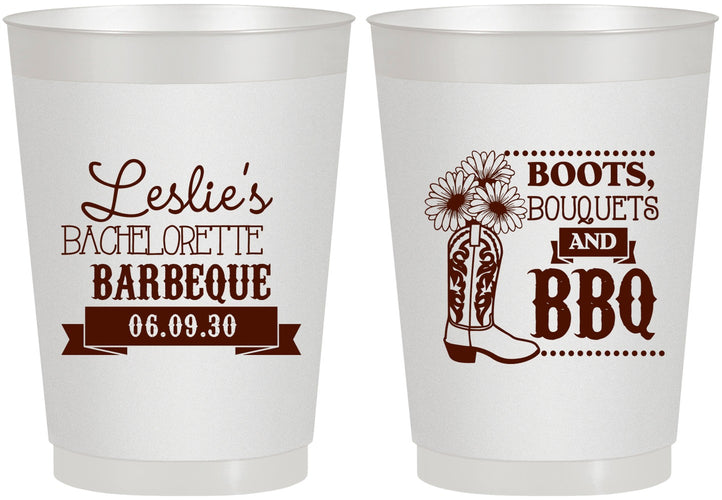 Personalized Bachelorette 10 oz Frosted Cups - Boots Bouquets Bbq | 60035